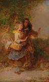 Gypsy mother with child, Huile sur panneau, 8¼'' x 5¼''<span class="sold">vendu</span>