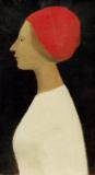 Femme au chapeau rouge, Huile sur toile, 24'' x 12''<span class="sold">vendu</span>