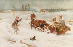 The snowstorm, 1875, Huile sur panneau, 11'' x 15½''<span class="sold">vendu</span>
