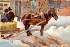 St-Urbain, Charlevoix, 119353, Oil on cardboard, 3'' x 4¼''<span class="sold">sold</span>