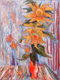 Still life with sun flowers, 1963, Oil on canvas, 40'' x 30''<span class="sold">sold</span>