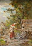 Woman baking bread, 1937, Oil on canvas, 12½'' x 9¼''<span class="sold">sold</span>