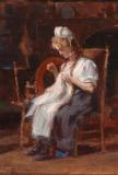 Woman sewing, Oil on panel, 11¼'' x 8½''<span class="sold">sold</span>