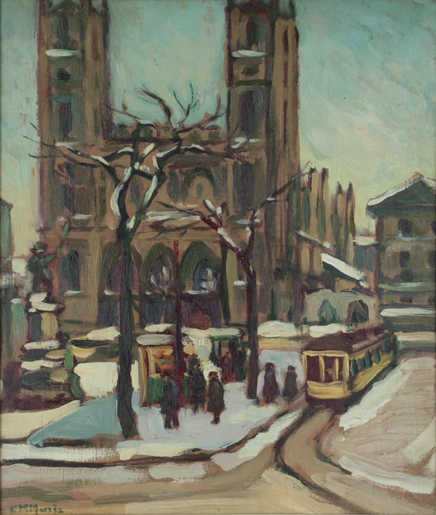 Notre Dame Church Montreal, Oil, 14'' x 12''