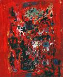 Abstraction in red, Huile sur panneau, 16¼'' x 13¼''<span class="sold">vendu</span>