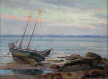 Bateau à marée basse, Oil on canvas, 16'' x 22''<span class="sold">sold</span>