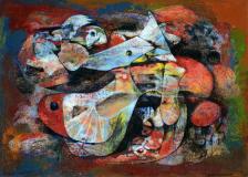 Untitled, no.9, Paris, 1955, Oil on cardboard, 7½'' x 10½''<span class="sold">sold</span>