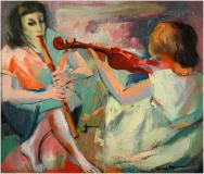 Musiciennes, Oil on panel, 15'' x 18''<span class="sold">sold</span>