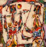 Personnages aux parasols, 1958, Oil on cardboard, 8'' x 8''<span class="sold">sold</span>