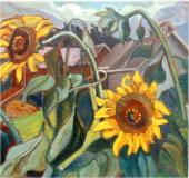 Sunflowers, Huile sur panneau, 19'' x 17''<span class="sold">vendu</span>
