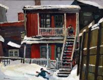 House just off Voltigeurs Street, Montreal, 1946, Huile sur panneau, 8½'' x 10½''<span class="sold">vendu</span>